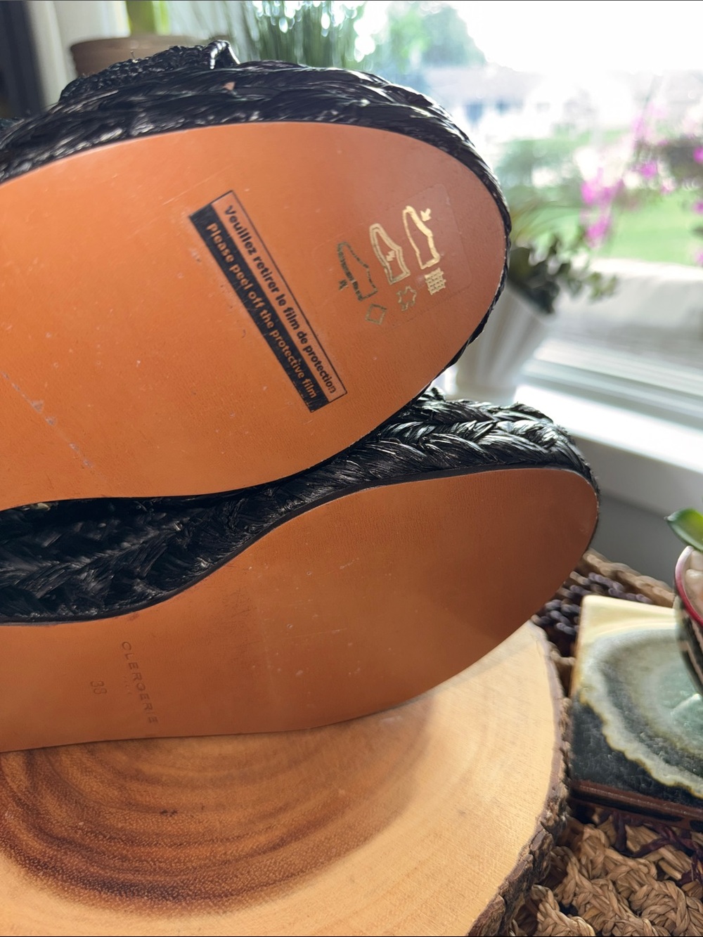 Clergerie Black Woven Raffia Platform Wedge Sandals - Picture 12 of 12